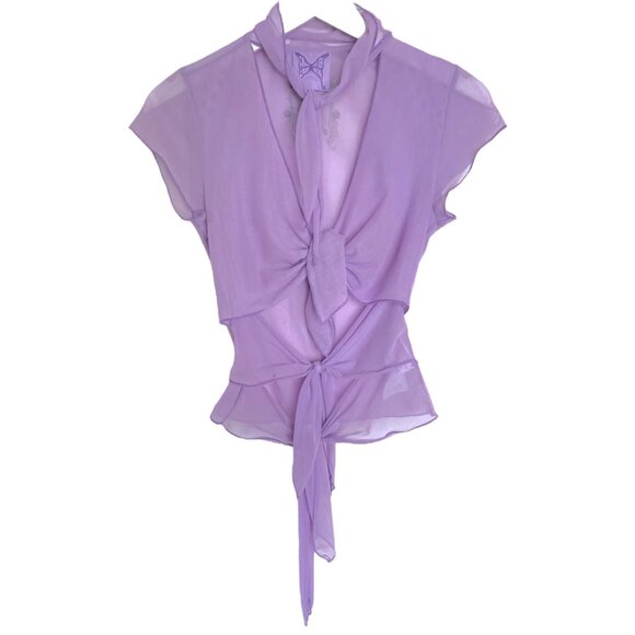 Anna Sui X Heaven Marc Jacobs Mesh Tie Top Small - Limited Edition- $95.00 Lilac - Picture 4 of 14